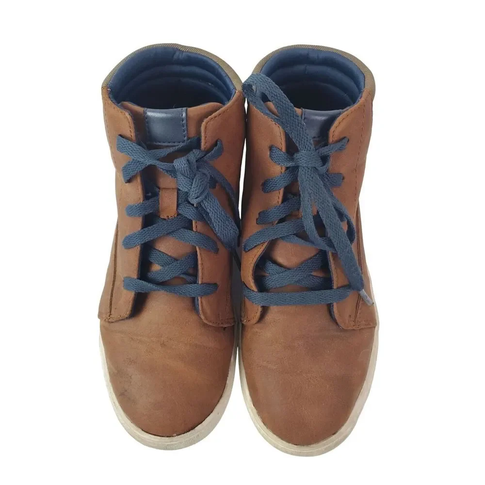 Wonder Nation Boys Brown Faux Leather Boots‎ Size 5 Lace-Up